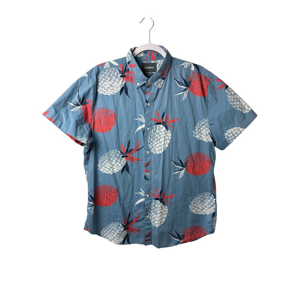 Bonobos Men's Stretch Riviera Pineapple Tropical Short Sleeve Button Up Large